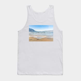 Winter Beach View of Okanagan Lake and Mountains Tank Top